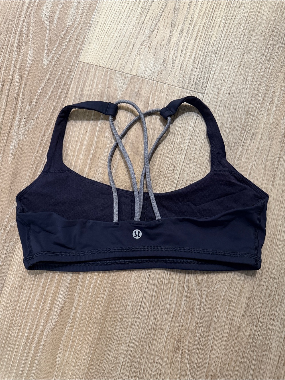 Lululemon Navy Blue Gray Strappy Sports Bra Size 8